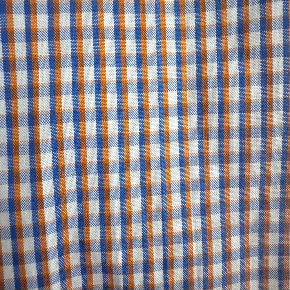 Banana Republic Mens M Checkered Dress Shirt Cotton Oxford CAMDEN Fit Blue white